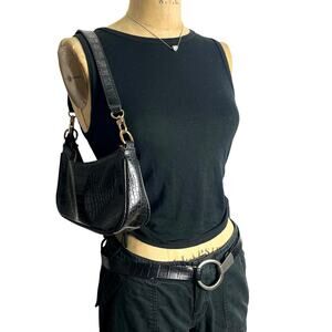 Ambiance Black Ruched Tie Side Tank Y2K Minimal Stretch Sleeveless Top M L